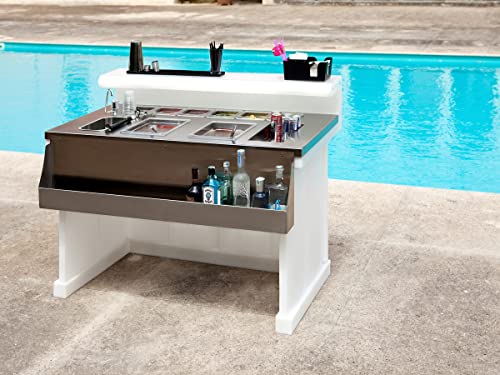 Kloris Bancone Bar Workstation Cocktail Station attrezzata Catering PORTATILE e SMONTABILE polietilene e acciaio inox con LED RGB e telecomando mod. Easybar col.neutro cm 142x82 h 110 MADE IN ITALY