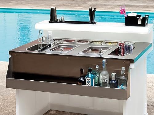 Kloris Bancone Bar Workstation Cocktail Station attrezzata Catering PORTATILE e SMONTABILE polietilene e acciaio inox con LED RGB e telecomando mod. Easybar col.neutro cm 142x82 h 110 MADE IN ITALY