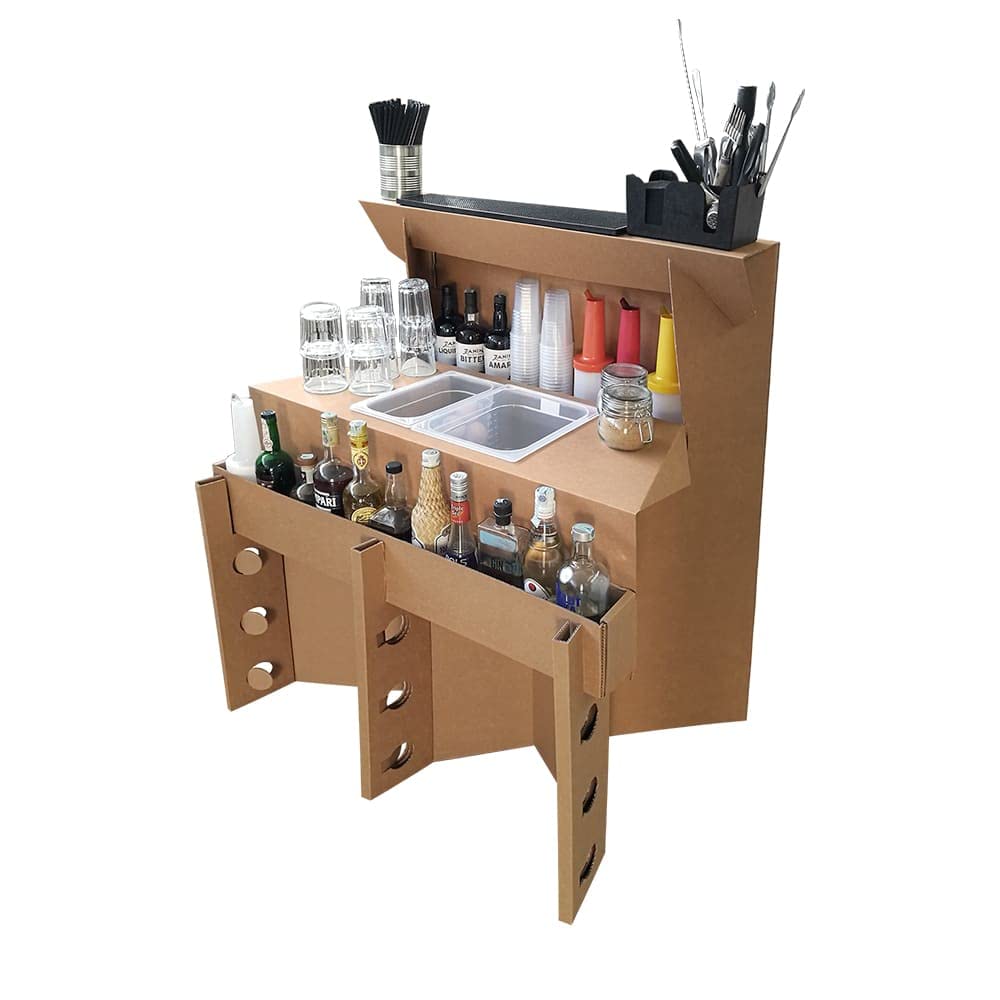 Cocktail Station in Cartone Resistente - Easy Deus (Brown)