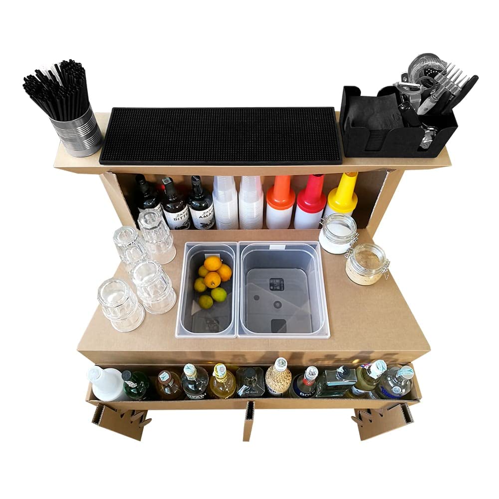 Cocktail Station in Cartone Resistente - Easy Deus (Brown)